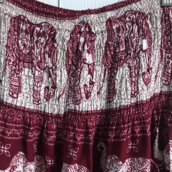 Angkor Burgundy Elephant Pants Flowy Boho Pants Size Small - Picture 4 of 12
